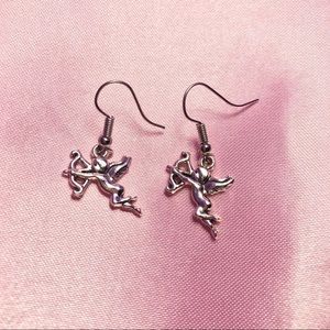 Handmade Cupid Angel Silver Earrings